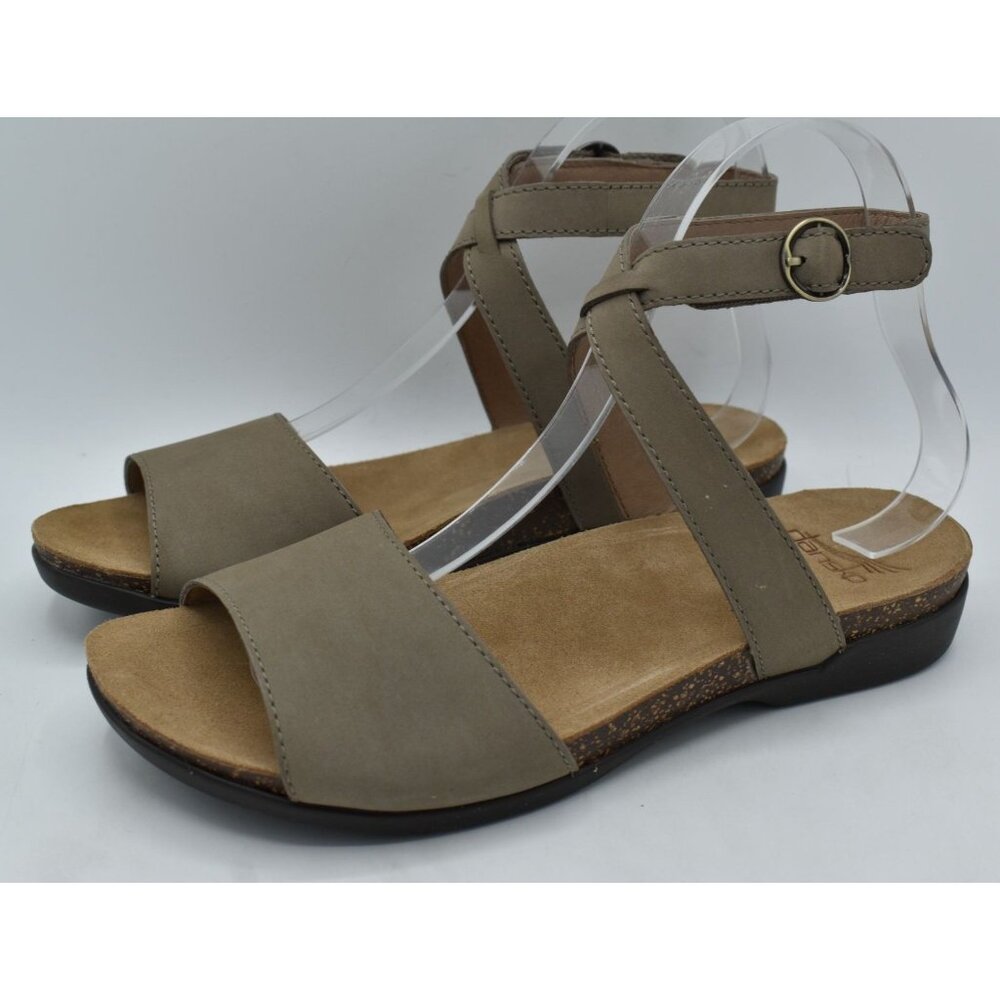 Dansko Womens EU Size 40 Rafferty Milled Nubuck Taupe Ankle Strap Sandals Shoes‎